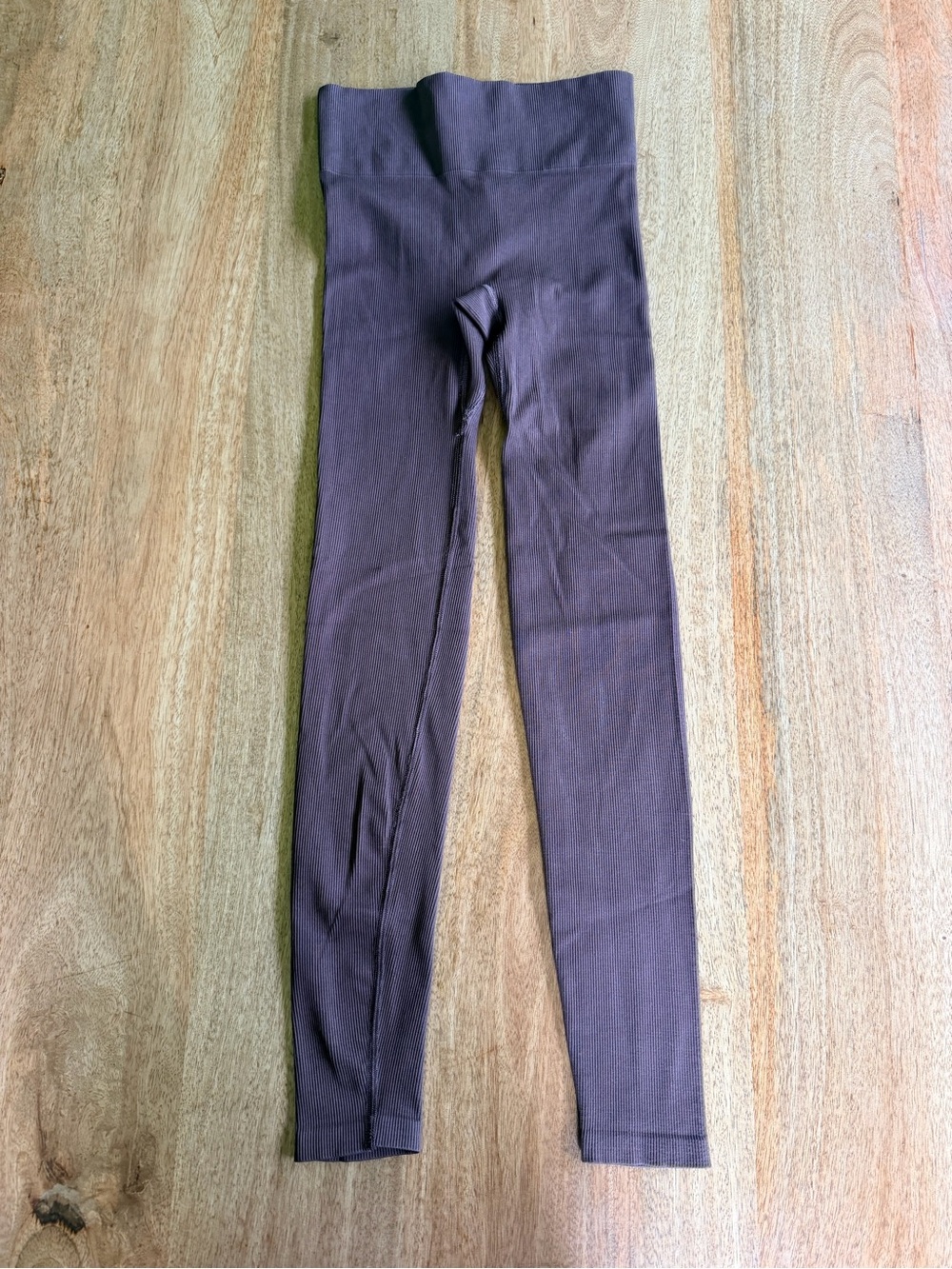 Babaton Ribbed Chocolate Brown High-Waist Leggings